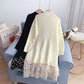 Lace stitched wool dress knit bottomed dress  5054