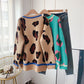 Leopard sweater women's fashion loose Pullover Sweater  5086