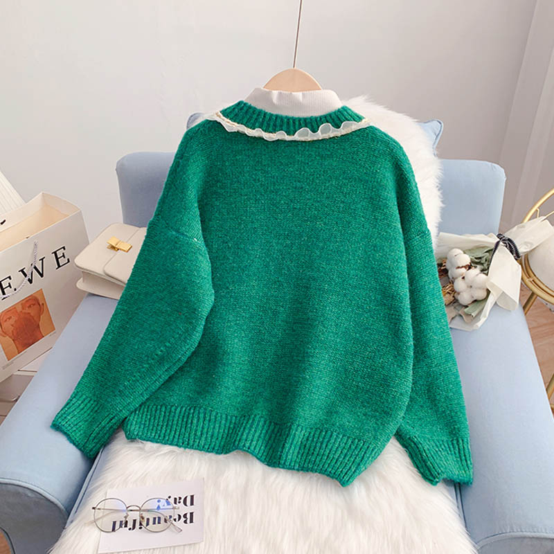 French Vintage sweater women's design sense niche cardigan  4975