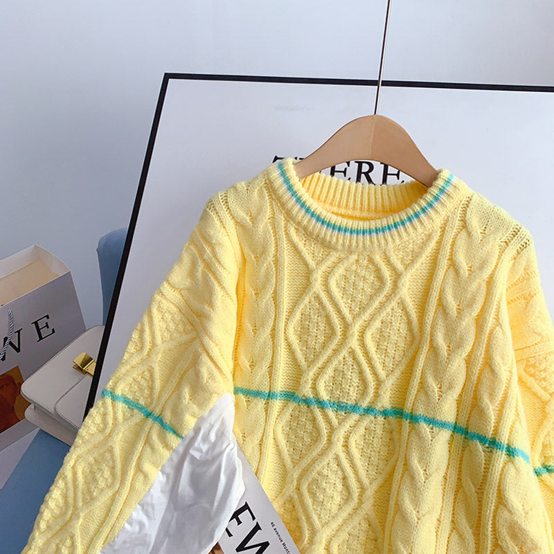 Twist sweater crew neck Pullover Sweater Top  5080