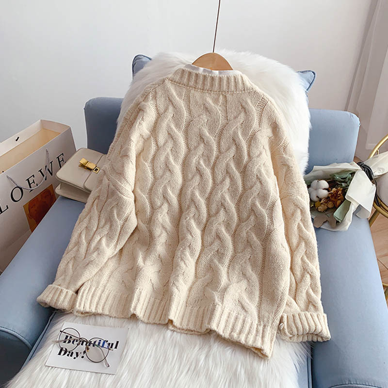 Retro twist sweater coat Korean top  5036