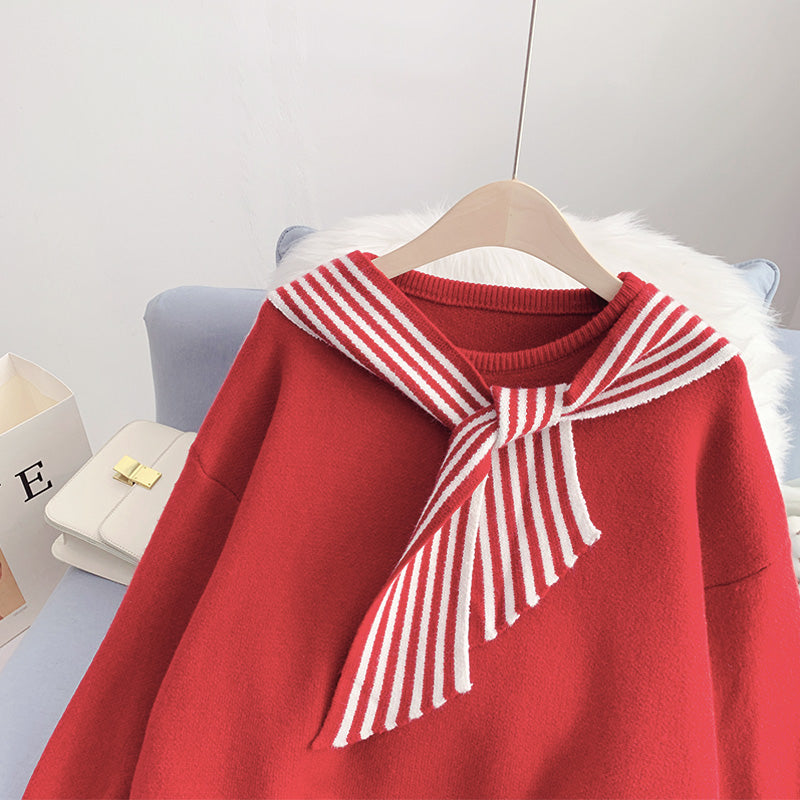Pullover im College-Stil für Damen, lockerer Pullover Sweater Top 5090