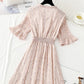 Slim tea break chiffon skirt retro floral long skirt  4892