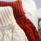 Roter Pullover mit hohem Kragen, lockerer und fauler Stil 4911