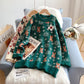Vintage Red Christmas jacquard knitted sweater  4956
