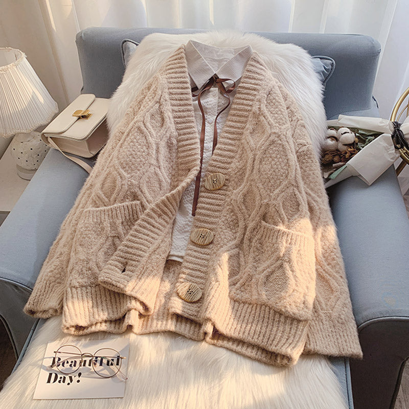Vintage Twist Pullover Mantel Strickjacke 5061