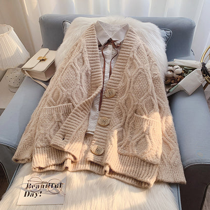 Vintage Twist Pullover Mantel Strickjacke 5061
