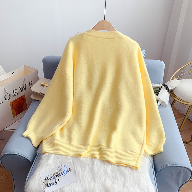 Loose design sense of minority sweet knitted coat  5060