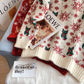 Vintage Red Christmas jacquard knitted sweater  4956