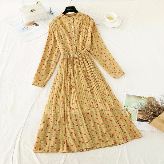 New French Floral Chiffon Plissierter langer Rock Fairy Super Fairy Serie 4731