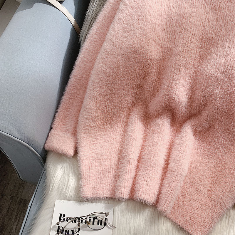 Weicher, wachsartiger Pullover aus Nerzimitat für Damen 4917