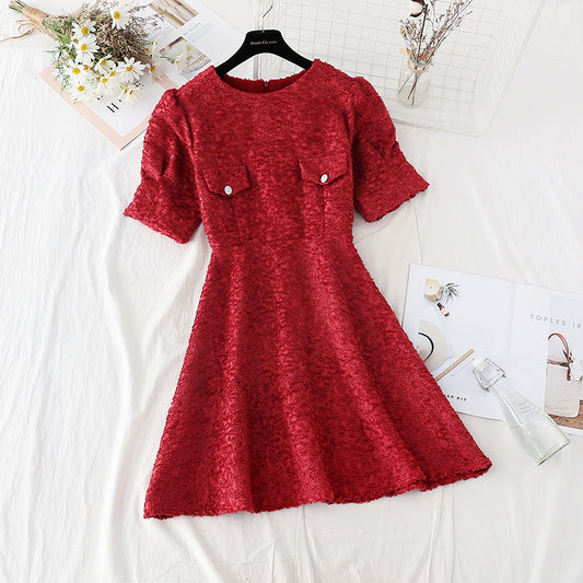Design-Nischenrock im Hepburn-Stil mit hoher Taille aus Tweed 4802