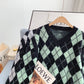 Karierter Pullover aus süßem Lazy Wind-Nerzsamtimitat 5006