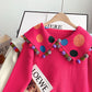 Large lapel color ball sweater aging sweater top  4951