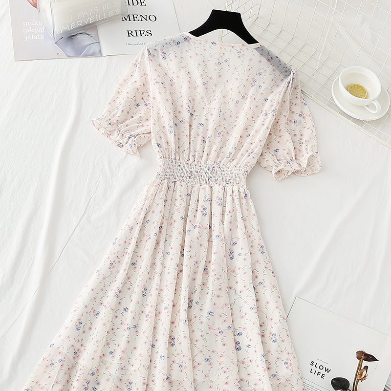 Robe vintage française en mousseline de soie à volants 4885