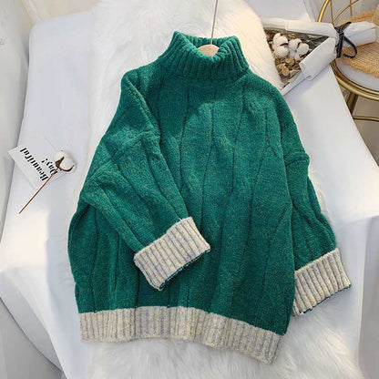 Twist Stehkragen-Pullover weiblich Retro-japanisch faul 4910