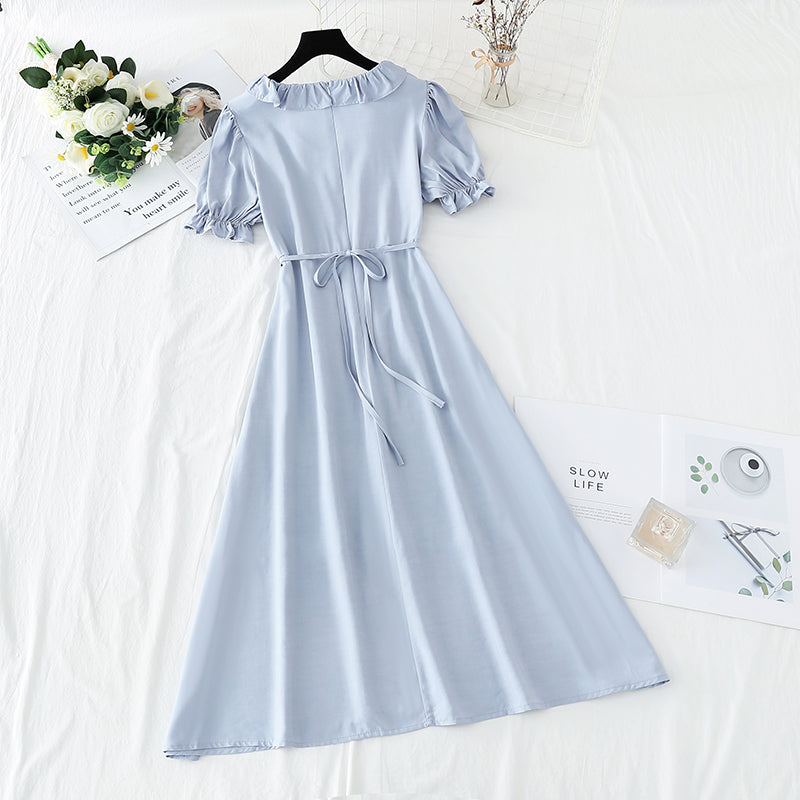 New lotus leaf collar small skirt French fairy gentle A-line skirt  4845