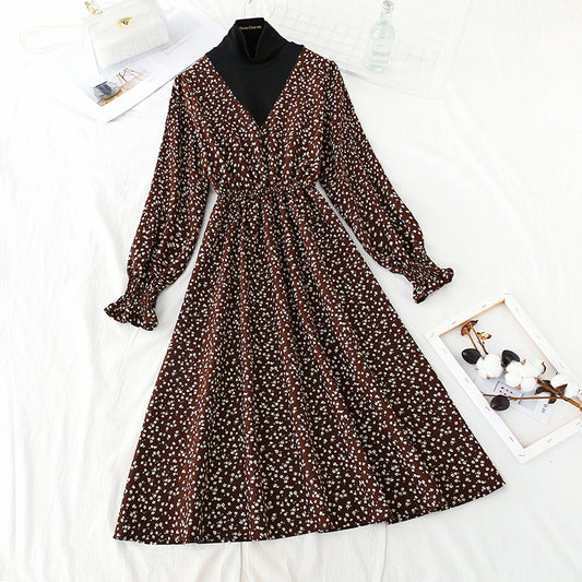 Nouvelle robe rétro mi-longue à taille épaisse et slim 4745