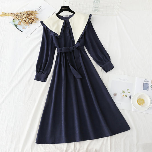 Robe française pour femme, jupe slim à revers irréguliers et larges 4750