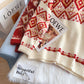 Vintage Lingge lazy wind Red Christmas Sweater  4970