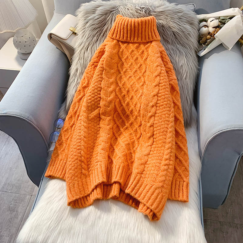 High neck coarse wool twist sweater  5089