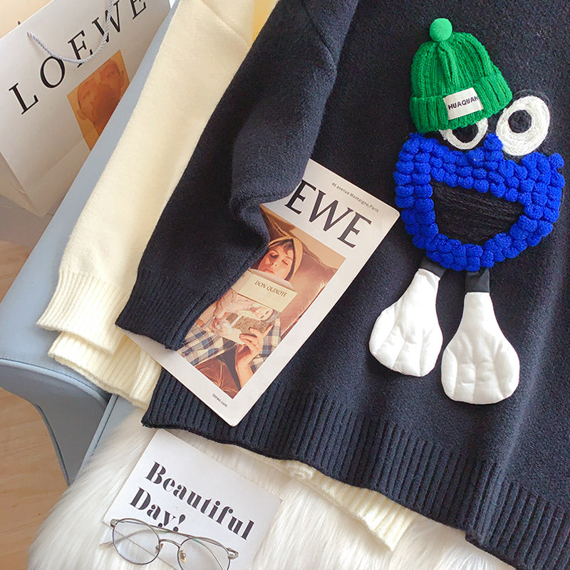 Klein Blue cartoon sweater sweater sweater top  5024