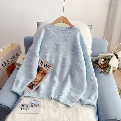 Pink soft sweater lazy sweater  5040
