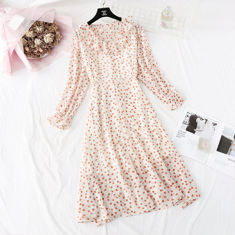 New French retro super fairy interior with bottomed chiffon long skirt  4828