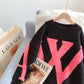 Lazy letter three-dimensional flocking jacquard sweater  5043