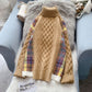 High neck sweater loose retro lazy style  5018