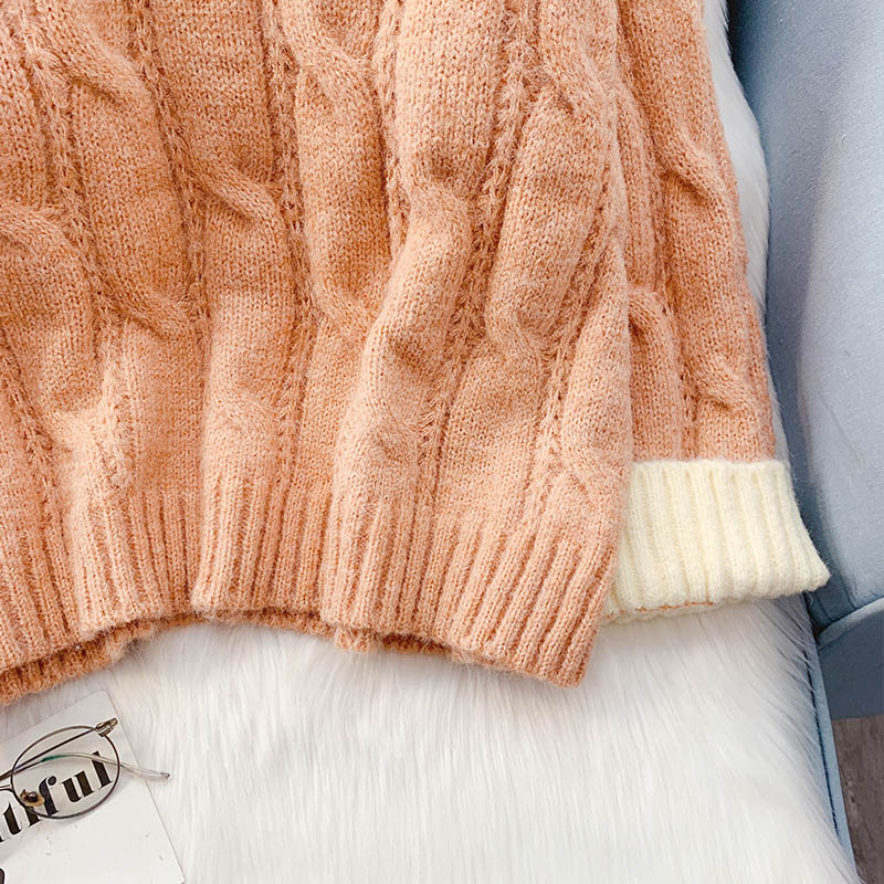 Mori high collar twist sweater coarse wool sweater top  4961