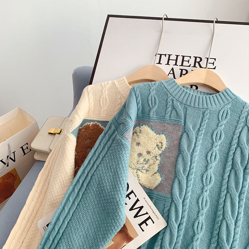 Little bear sweater female Pullover twist knit  5016