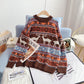 Vintage Lingge Christmas elk sweater female  4980
