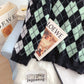 Karierter Pullover aus süßem Lazy Wind-Nerzsamtimitat 5006