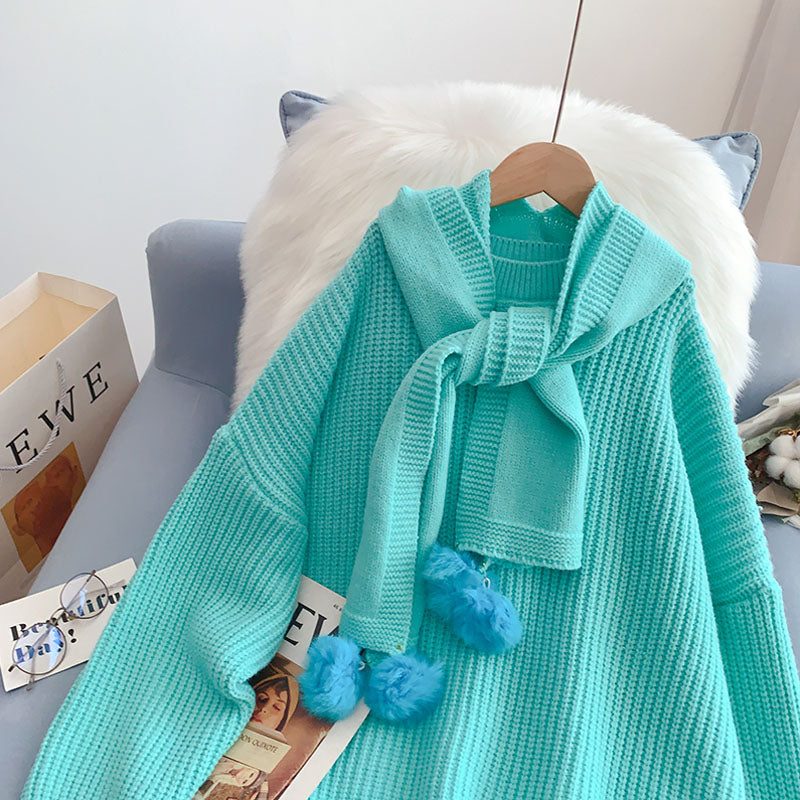 Hooded shawl sweater new sweater  5059
