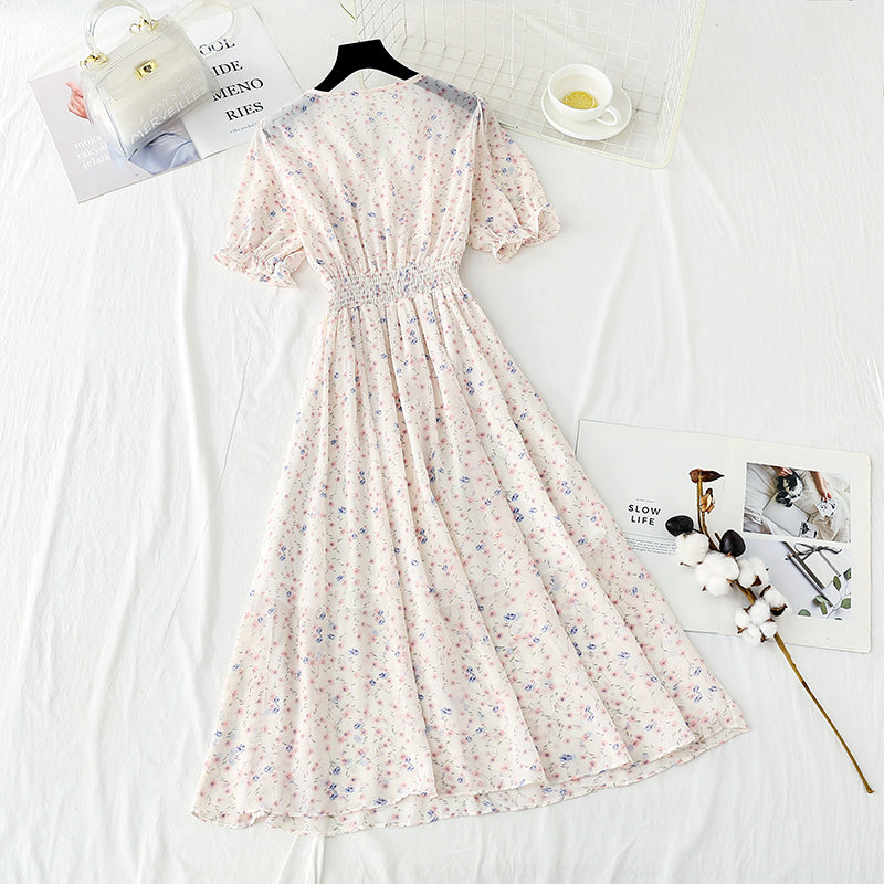 Robe vintage française en mousseline de soie à volants 4885