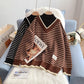 Halbhoher Kragen, gefälschte zwei Pullover, fauler Windstreifenpullover 5013