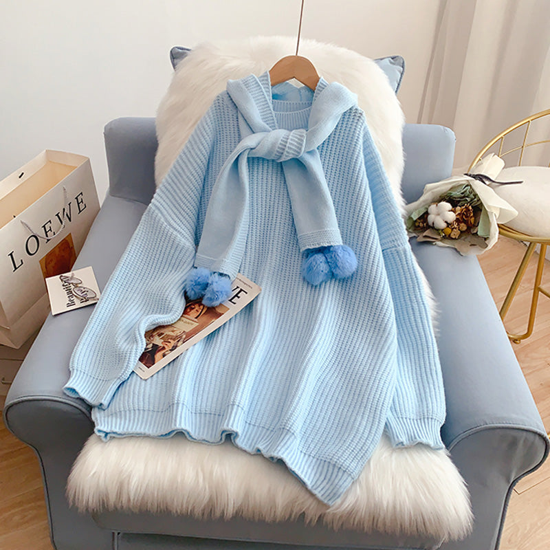 Hooded shawl sweater new sweater  5059