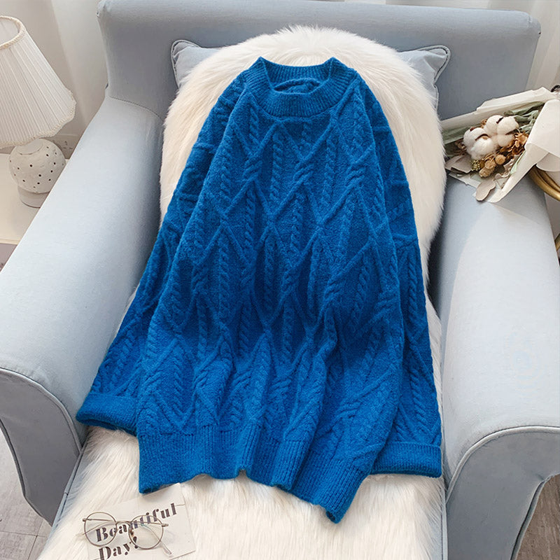 Twist sweater lazy wind loose wear  5084