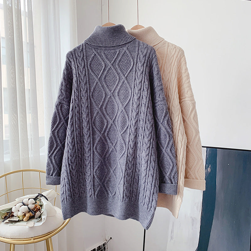 Tragen Sie eine faule koreanische Jacke über dem Twist-Rollkragenpullover 4954