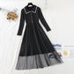 New age reduced doll neck mesh stitched knee length sweater skirt  4761