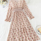 V-neck floral dress knee length skirt pleated skirt  4791