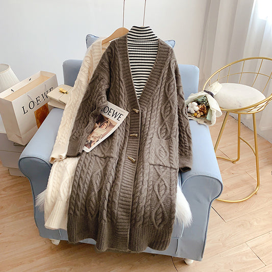 Lazy wind twist long sweater coat female  4927