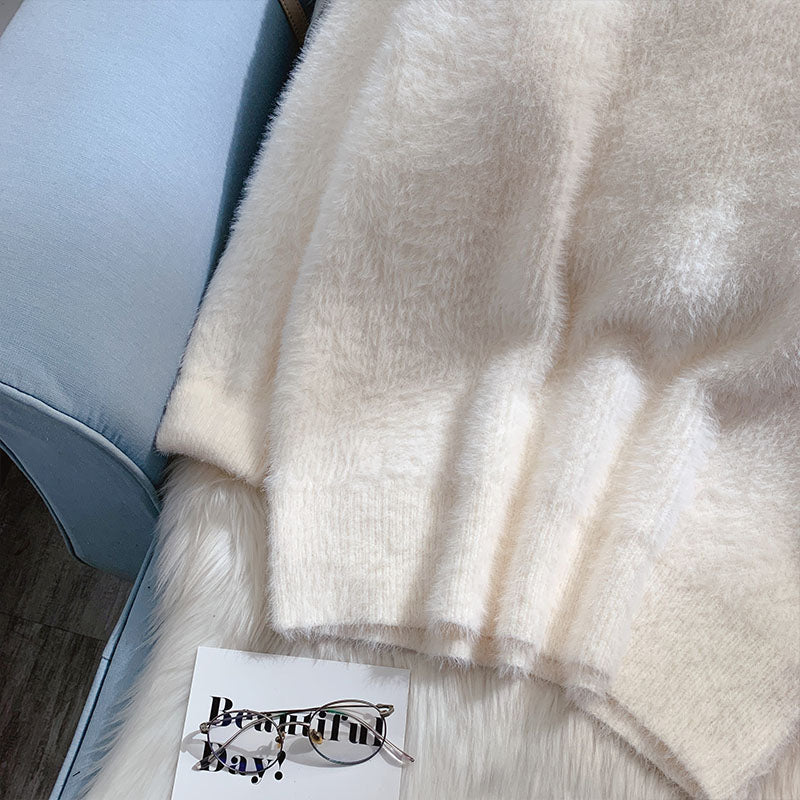 Weicher, wachsartiger Pullover aus Nerzimitat für Damen 4917