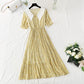 New doll neck Floral Chiffon pleated French retro fairy skirt  4880