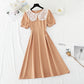 Chiffonkleid mit Spitzen-Puppenausschnitt und schmaler Taille 4855