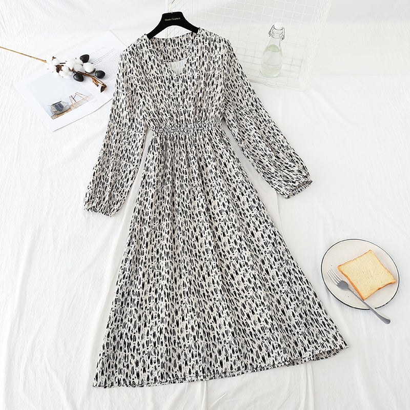 Slim inside with bottomed skirt long sleeve slim Chiffon Skirt  4831