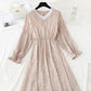 Korean cut waist lace up Floral Dress  4824