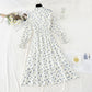 The new chiffon dress is soft and worn over the knee, showing a thin floral skirt  4819