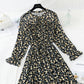 The new French Vintage Floral Chiffon Skirt is slim at the waist  4841